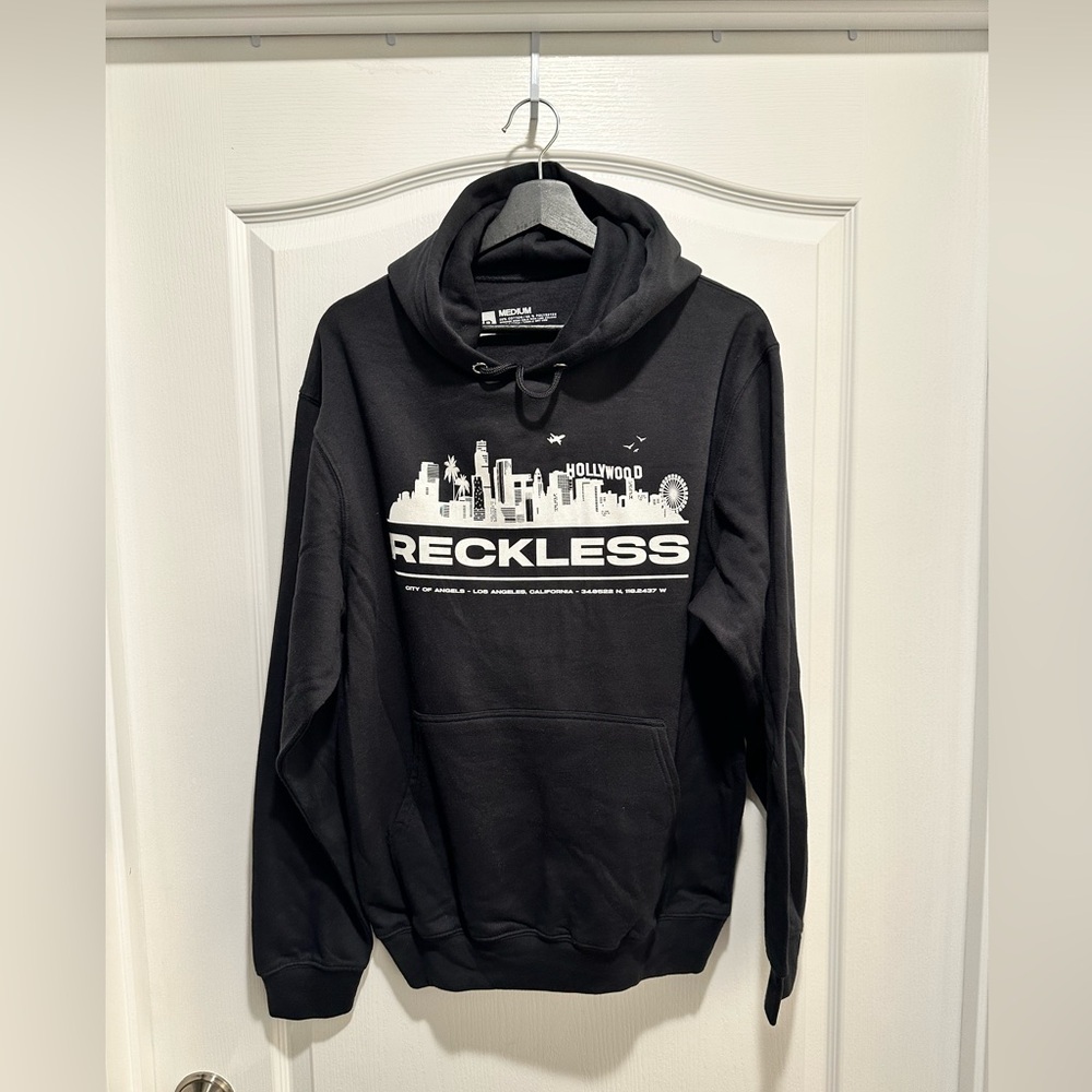 Reckless Hollywood, City of Angels Los Angeles Black Hoodie, Size Various - NWOT